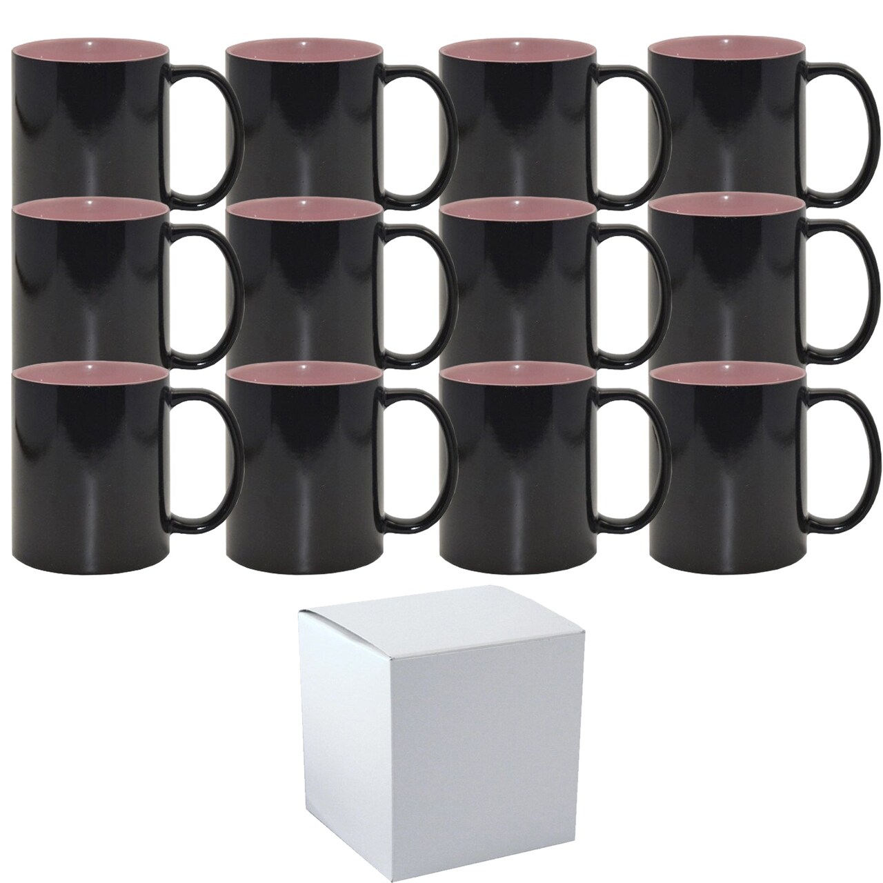 12 PACK 11 oz Magic Mugs PINK INNER Professional Grade Sublimation Mug- Sublimation Series - With Individual White Gift Boxes